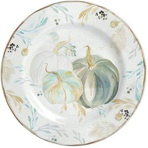 Heavyweight Melamine Plate Blue Pumpkins Fall Thanksgiving Entertaining New